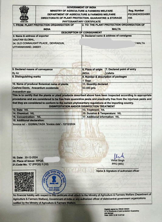 Anacardium occidentale Seeds , Cashew nut tree, Phytosanitary Certificate (Europe ) - Seedsforgarden (1999-2024 ) .We Ship Seeds & Live Plants Worldwide 