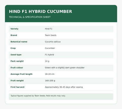 10 Grams Hind F1 Hybrid Cucumber Seeds –| Cucumis sativus Seeds